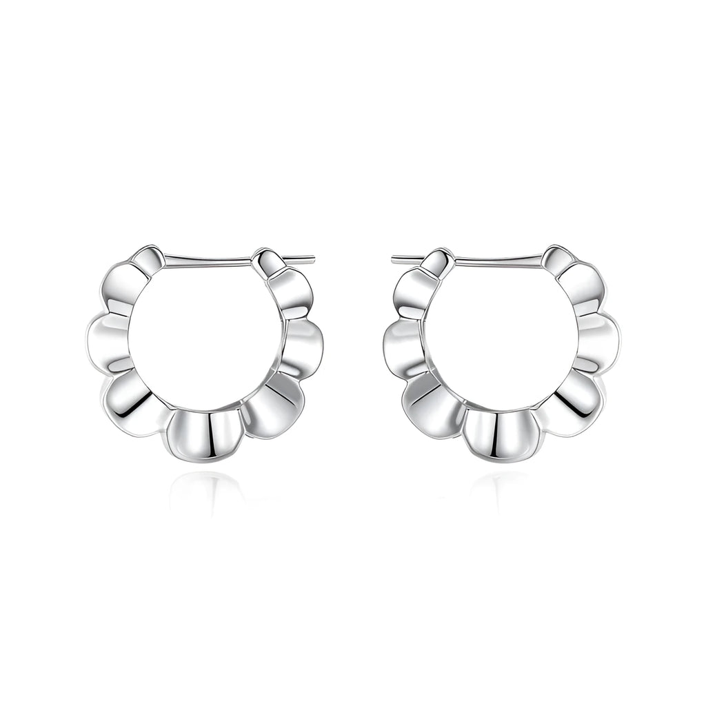 Sterling silver geometric earrings with round elements in retro simple design