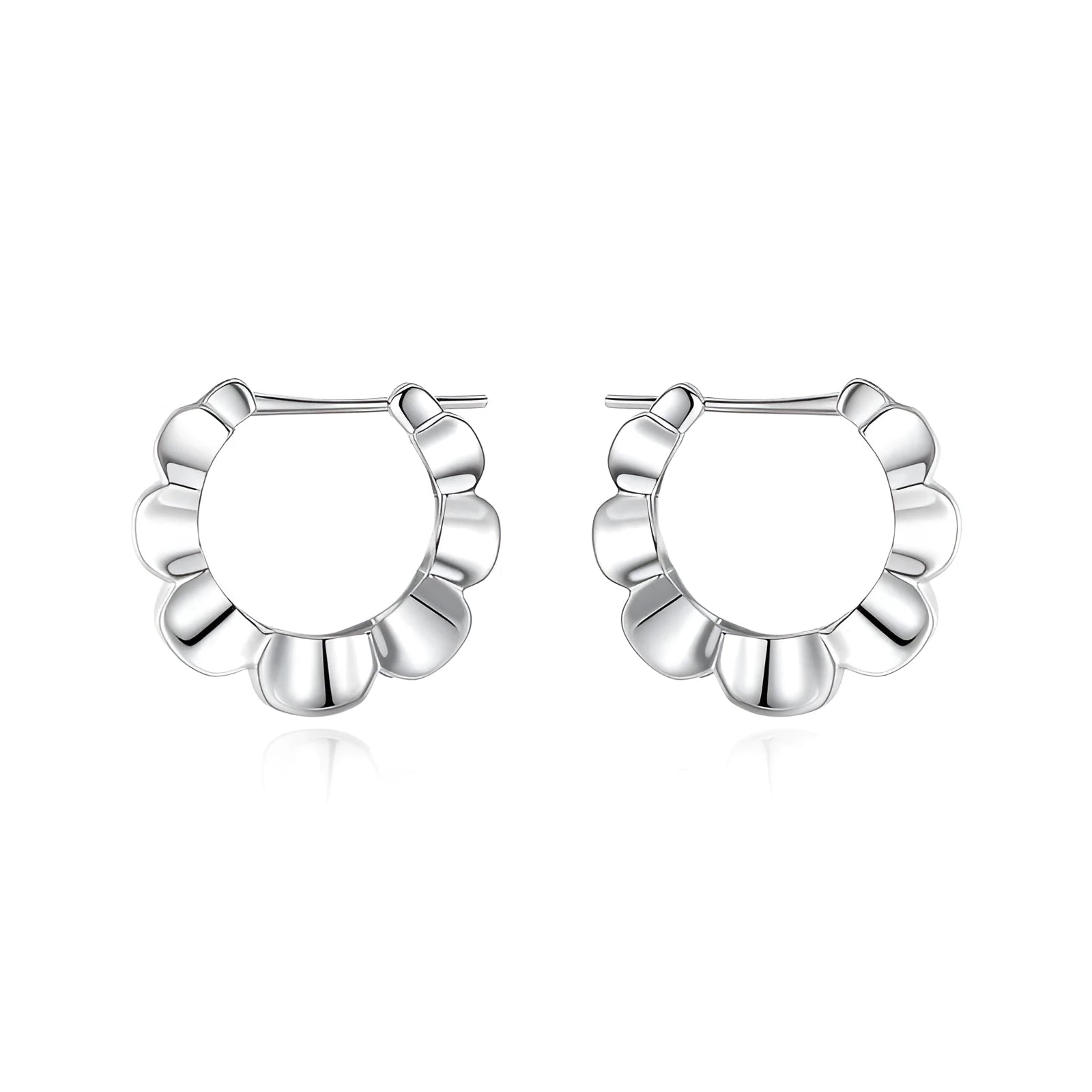 Sterling silver geometric earrings with round elements in retro simple design