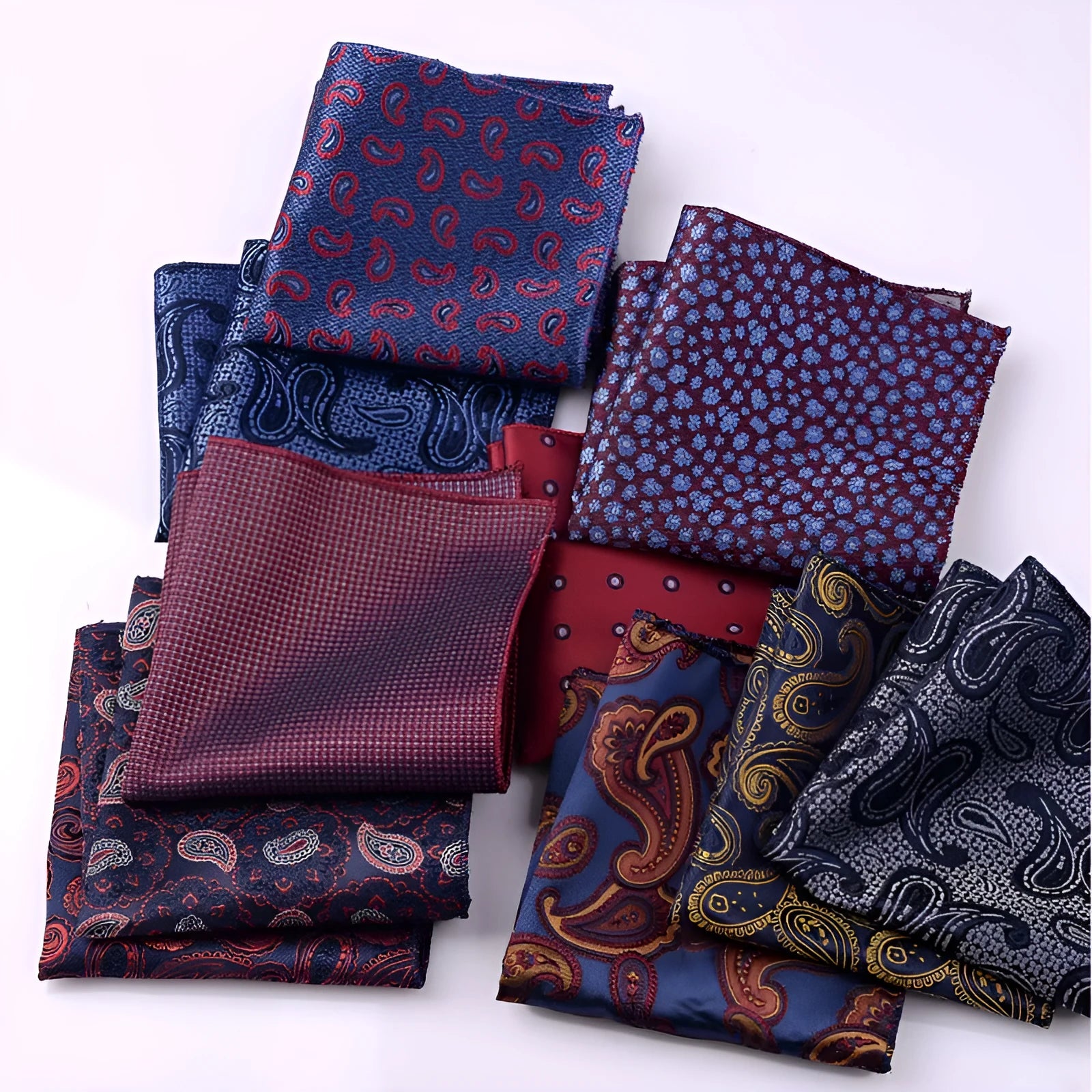 Men's jacquard printed pocket square 23 x 23cm in multi-colour options for formal suit and blazer pocket wear