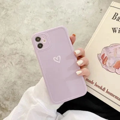 Couples Love solid colour TPU phone case for iPhone, available in Grey, Light Blue, Pink, and White