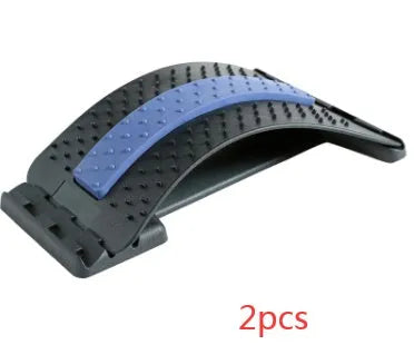 Waist stretcher strain massage cushion in blue and black with eight massage heads and mechanical control panel