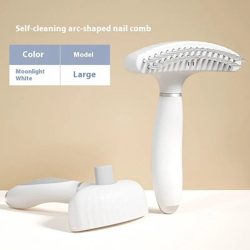 Stainless steel double row pet grooming comb for dogs in apple white or azure light blue