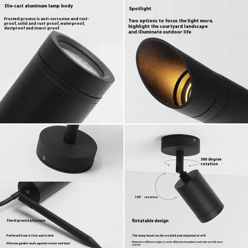Outdoor aluminium ground lamp with COB LED for garden pathway lighting
