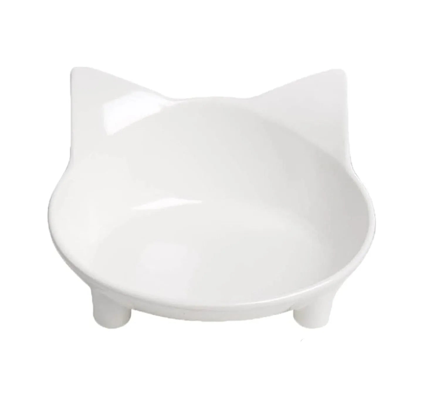 Shallow black cat food bowl with rubber anti-skid base for whisker fatigue relief