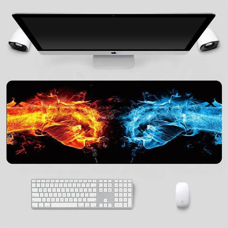 Thickened and lengthened non-slip mouse pad with rubber base and cloth surface in style A on a desk