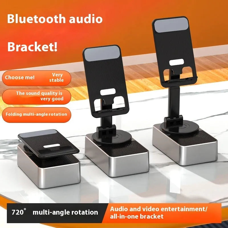 Three-in-one foldable plastic mobile phone bracket, Bluetooth speaker, and power bank in Night Black