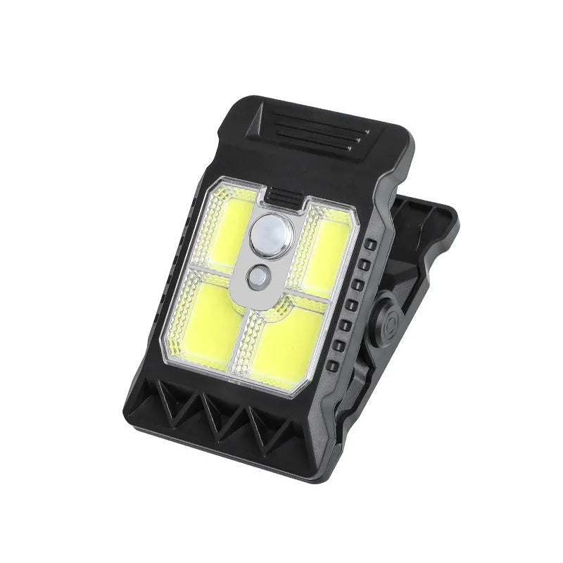 White ABS clip lamp with motion sensor and three brightness options for automatic lighting