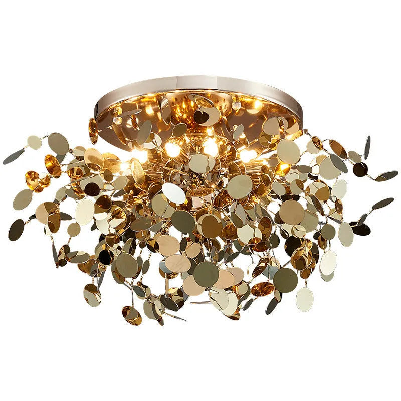 Stainless steel blade chandelier with eight G9 lights, model 8055C-8L, in D380 H450 size, for living room lighting