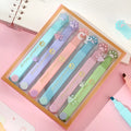 Cat's paw fluorescent marking pen set with six coloured oblique-head refills in plastic case