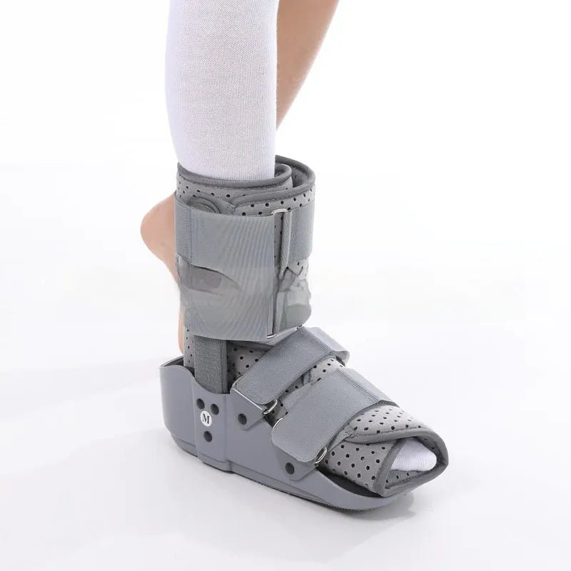 Black Achilles tendon rehabilitation walking shoe with fixed support design
