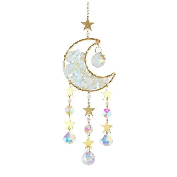 K9 crystal moon pendant car accessory with metal chain in blue colour option