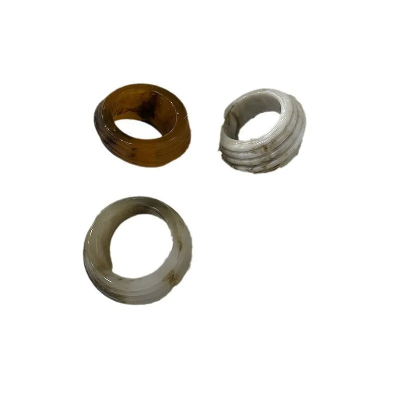 Irregular geometric wide resin ring in Maillard Brown colour, Chinese retro style.