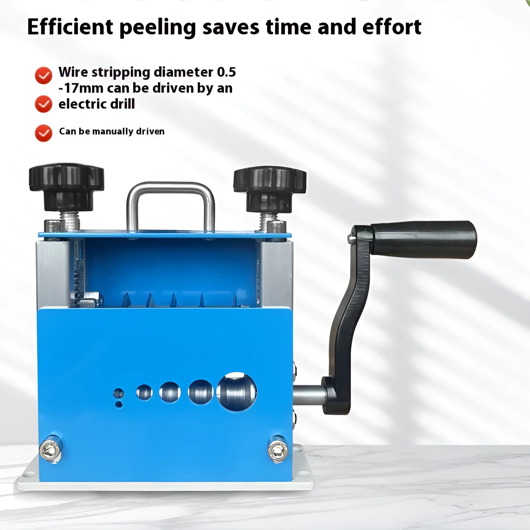 SD-017 manual wire stripping machine for 0.5-17mm diameter wires with compact tool dimensions