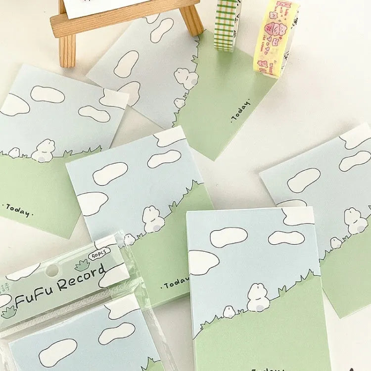 Cartoon hand account collage sticky notes in three sizes with animal designs
