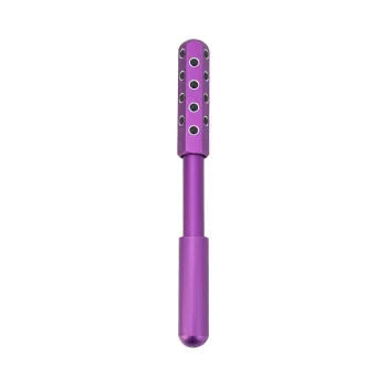 Germanium particles facial massage roller with purple handle and 24 rolling balls