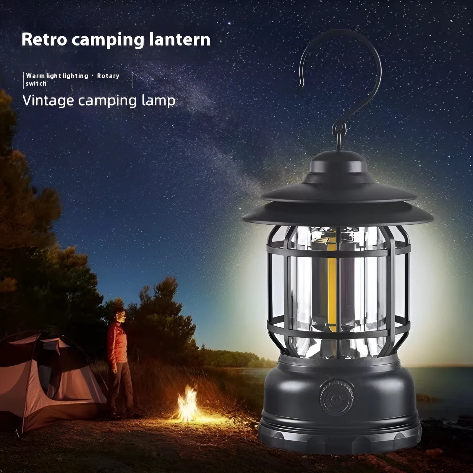 Portable head lamp in dark green, black or red colours with multiple power options for camping and work