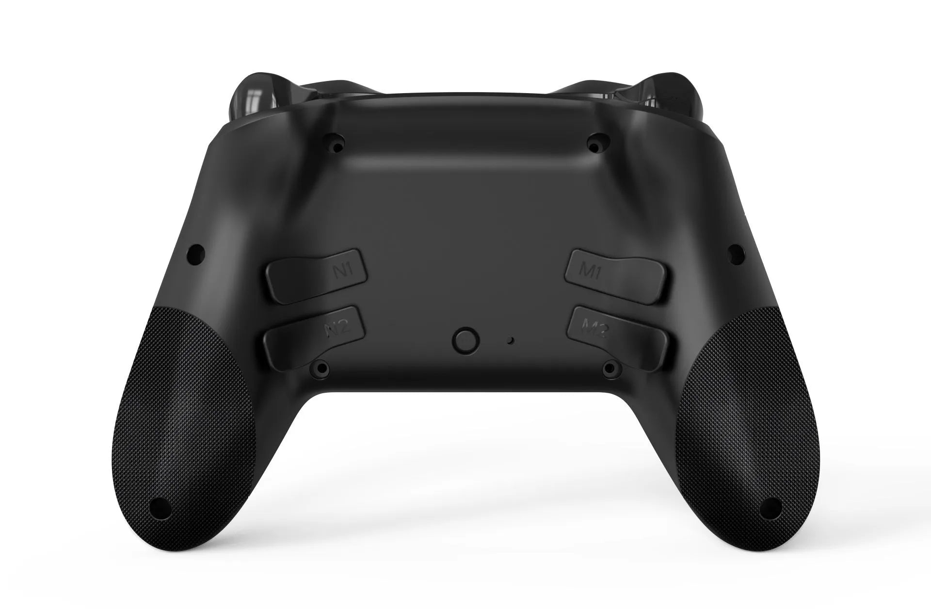 Black wireless game controller with leather-pattern texture on handles for Nintendo computers and mobile phones.