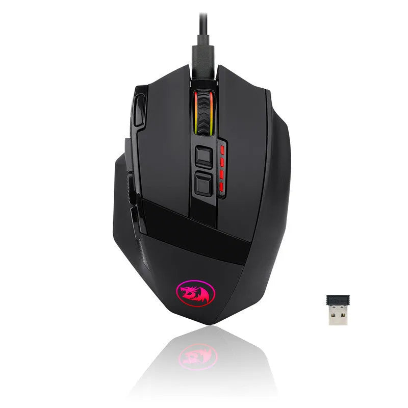 Black Redragon M801P dual mode gaming mouse with nine buttons and USB connection