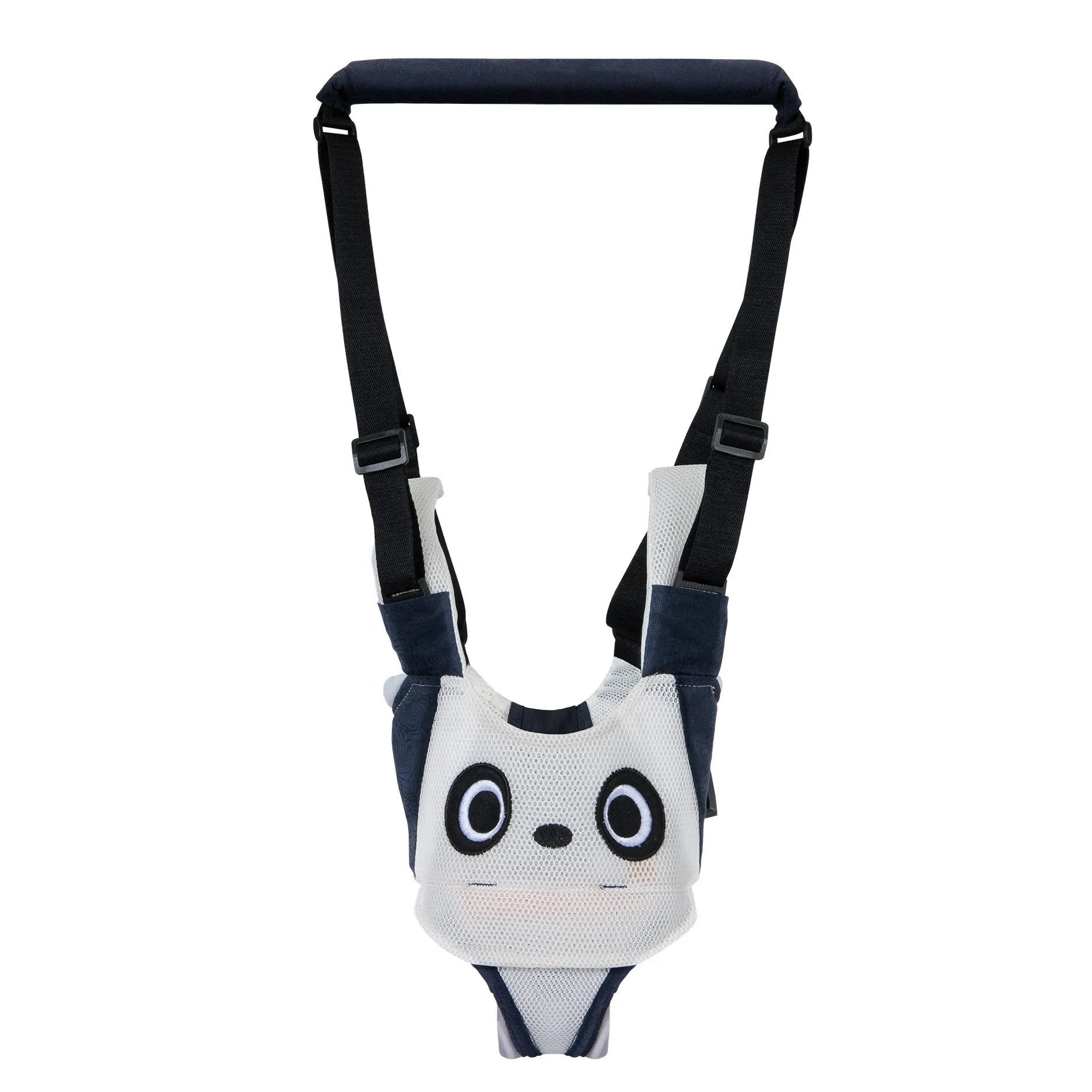 Cotton baby walking harness belt for toddlers in blue colour, showing adjustable straps and chest panel.