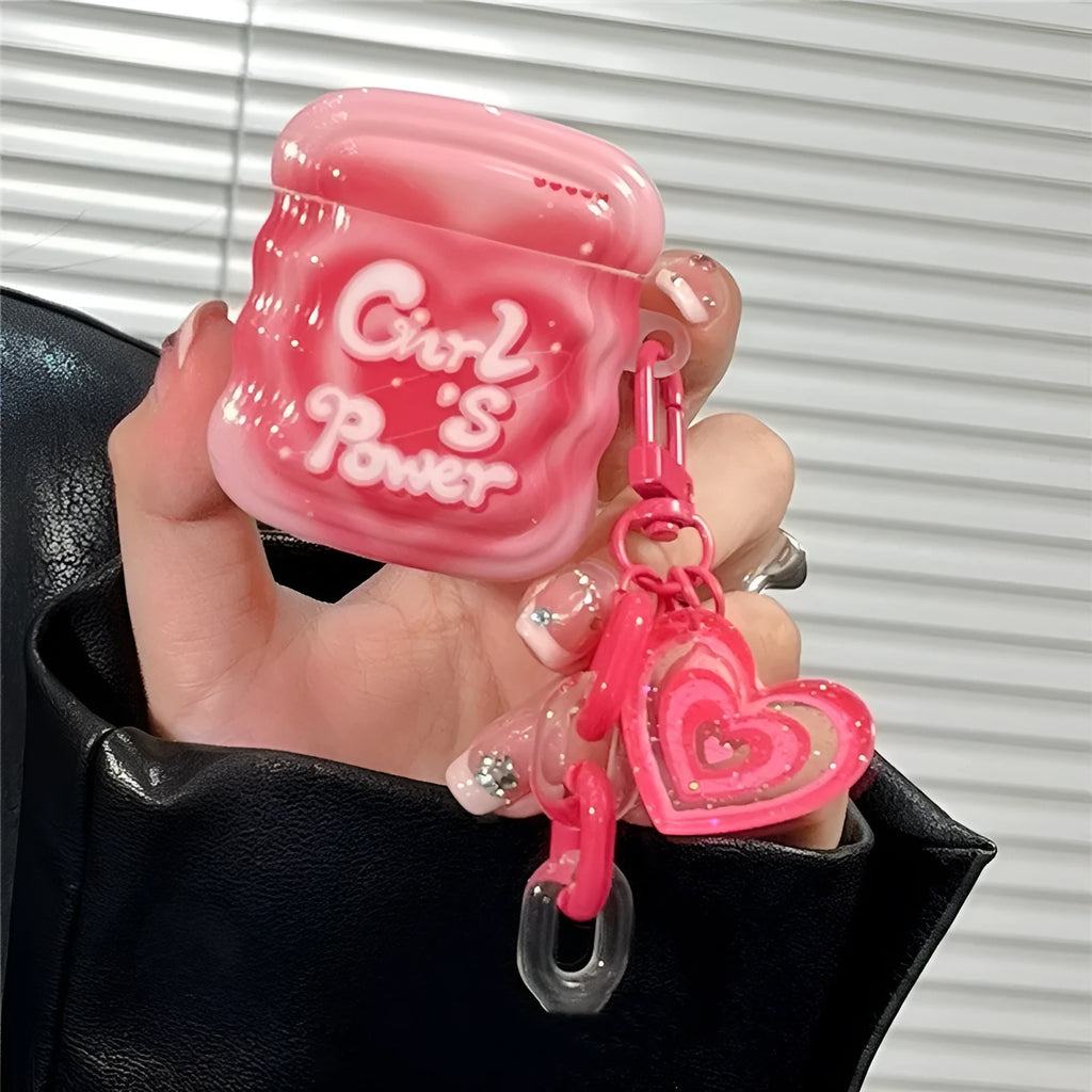 Pink silicone back cover for AirPods charging case, compatible with AirPods 1/2, Pro, 3, and Pro 2