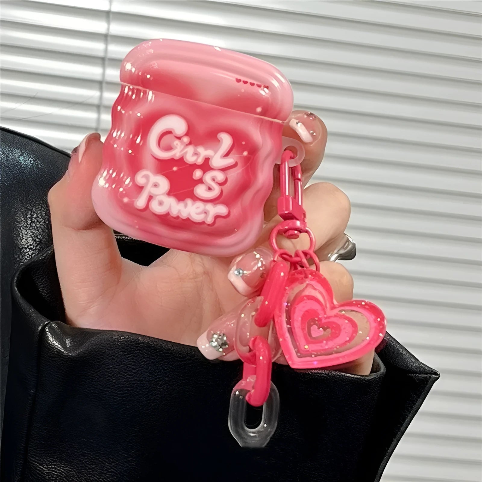 Pink silicone back cover for AirPods charging case, compatible with AirPods 1/2, Pro, 3, and Pro 2