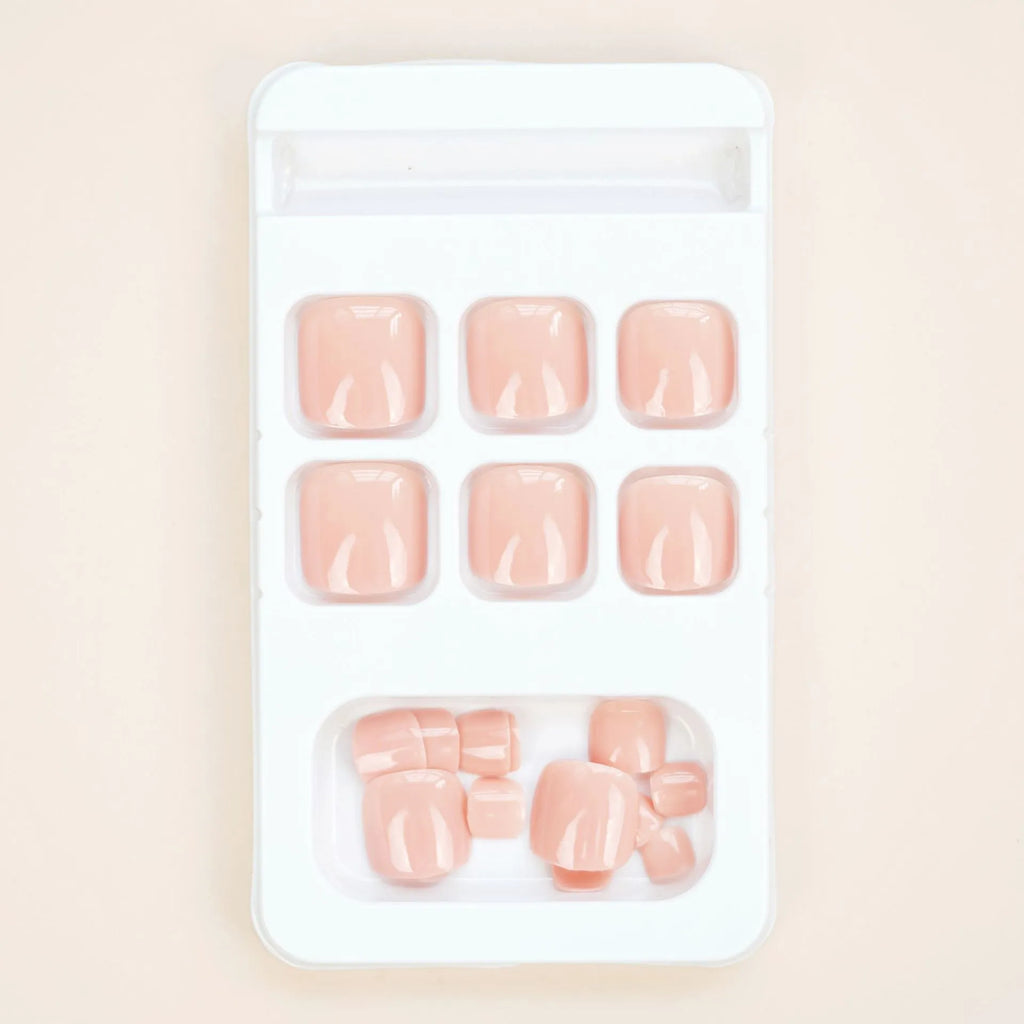 Fashion Personality toe nail stickers in skin tone colour with adhesive glue bottle.
