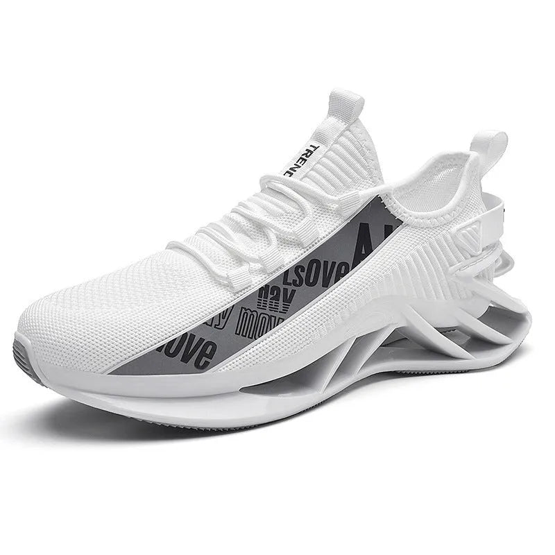 Men's breathable fly woven mesh casual exercise shoes in solid colour black