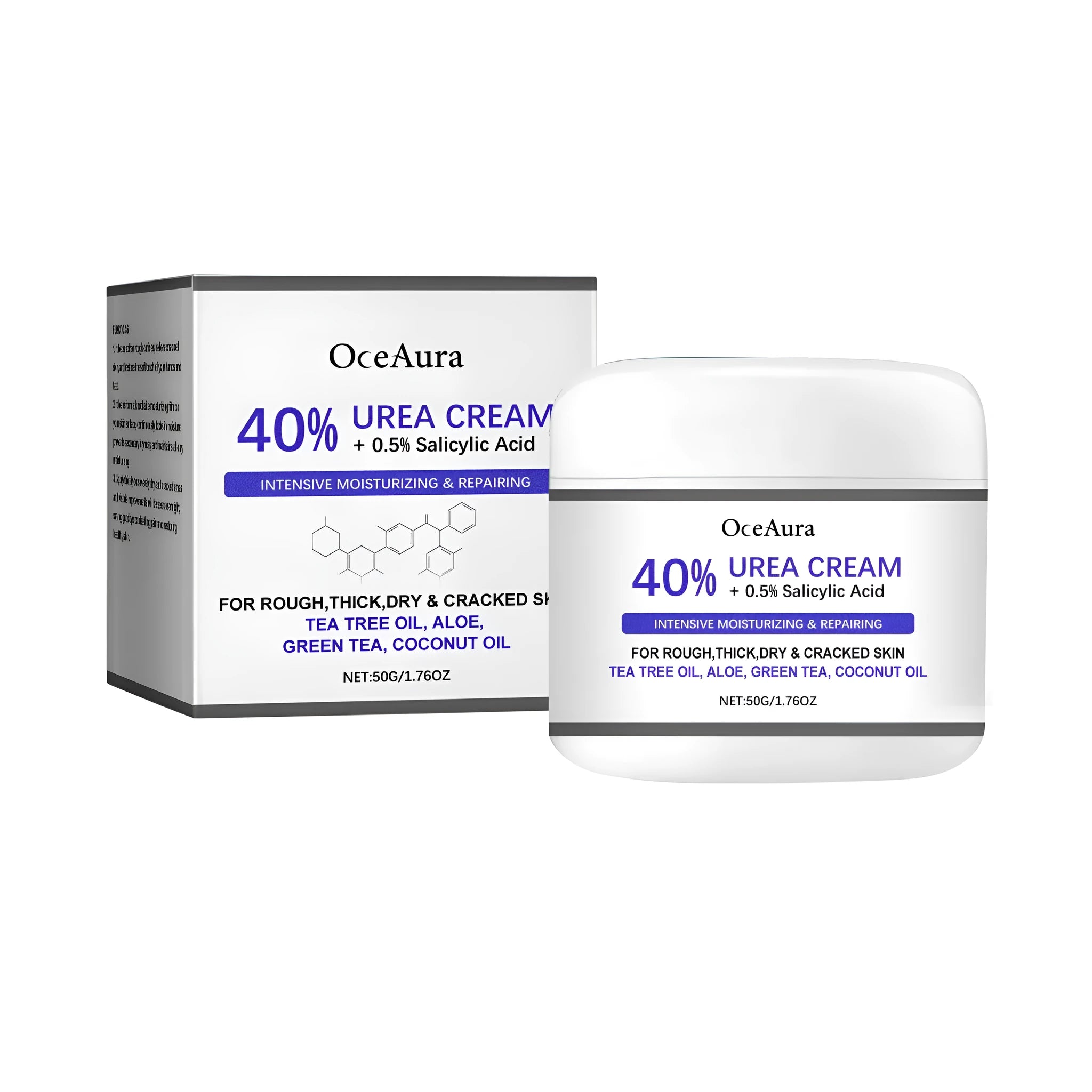 50g tub of anti-cracking hand and foot cream with ingredients listed