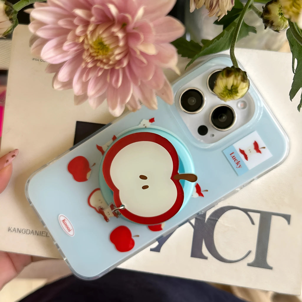 Blue magnetic TPU phone case for iPhone with embossed texture and bracket variant
