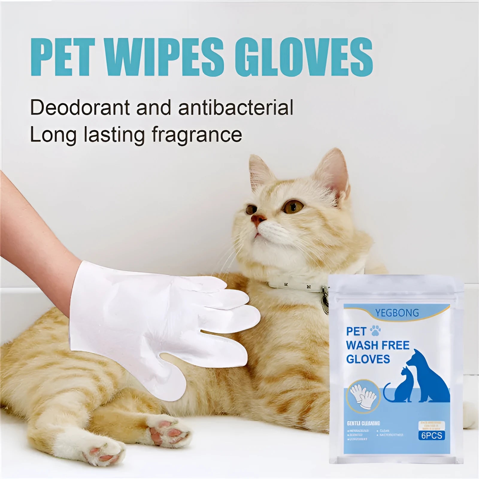 Pack of 6 pet disposable non-woven aluminium foil gloves for cat grooming, size 24.7x25cm