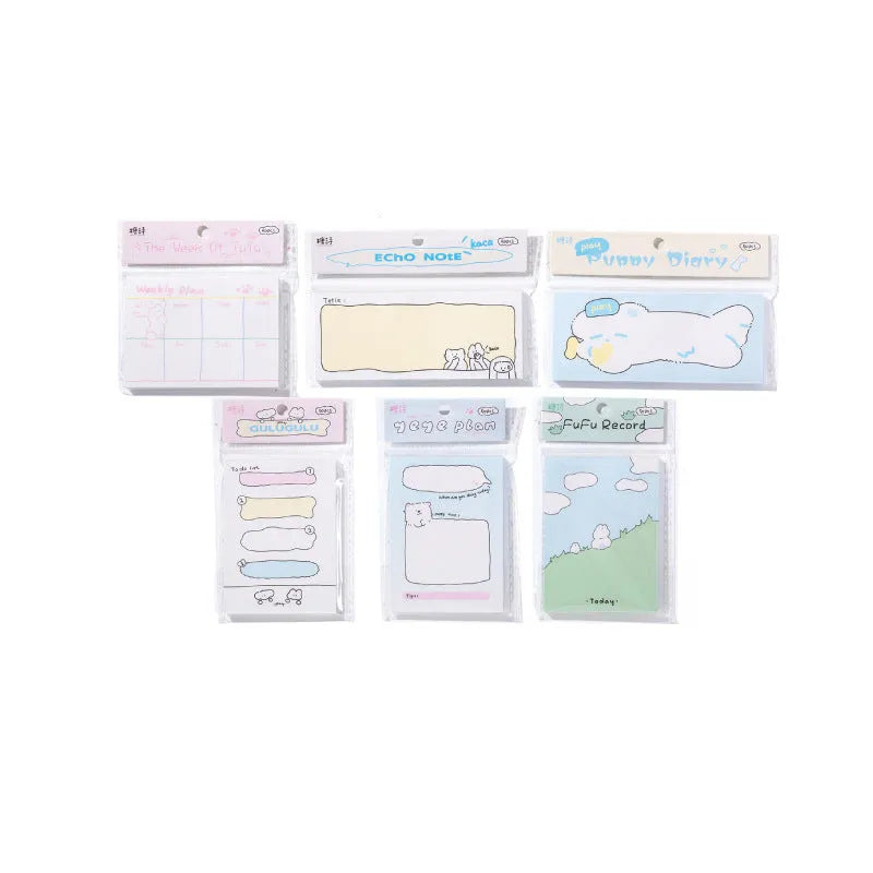 Cartoon hand account collage sticky notes in three sizes with animal designs