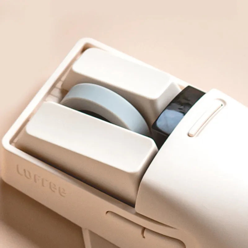 Soft tofu coloured wireless ergonomic mouse with USB-C cable and 2.4G receiver