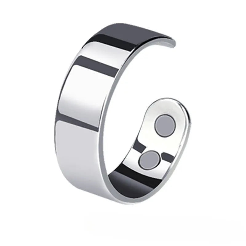 Stainless steel magnetic health ring with open mouth and 4 inner magnets in gold finish