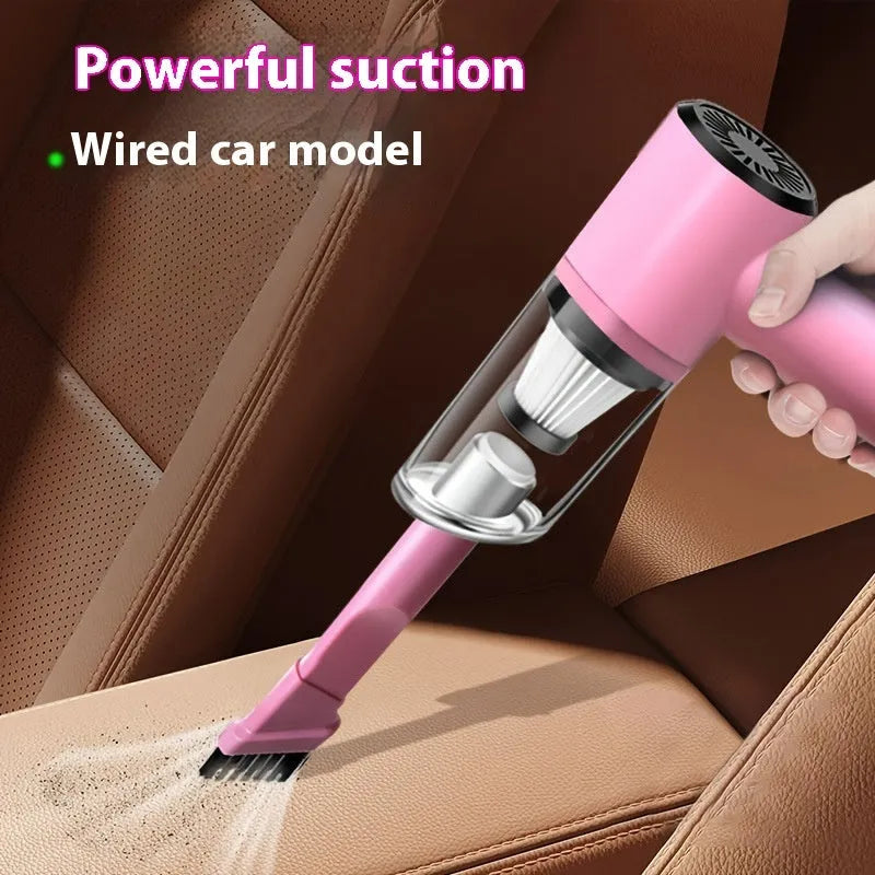 Pink wireless handheld car vacuum with USB rechargeable 1500 mAh battery for home and car indoor cleaning