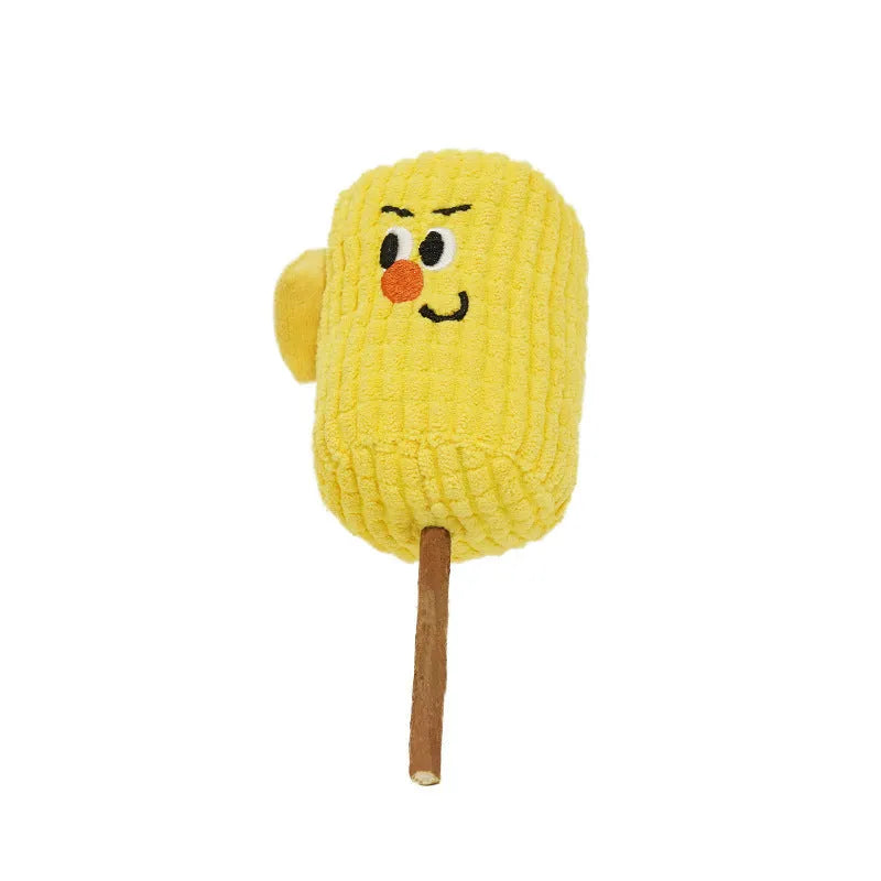 Corn cob shaped cat toy made from natural polio wood with catnip infusion for dental cleaning