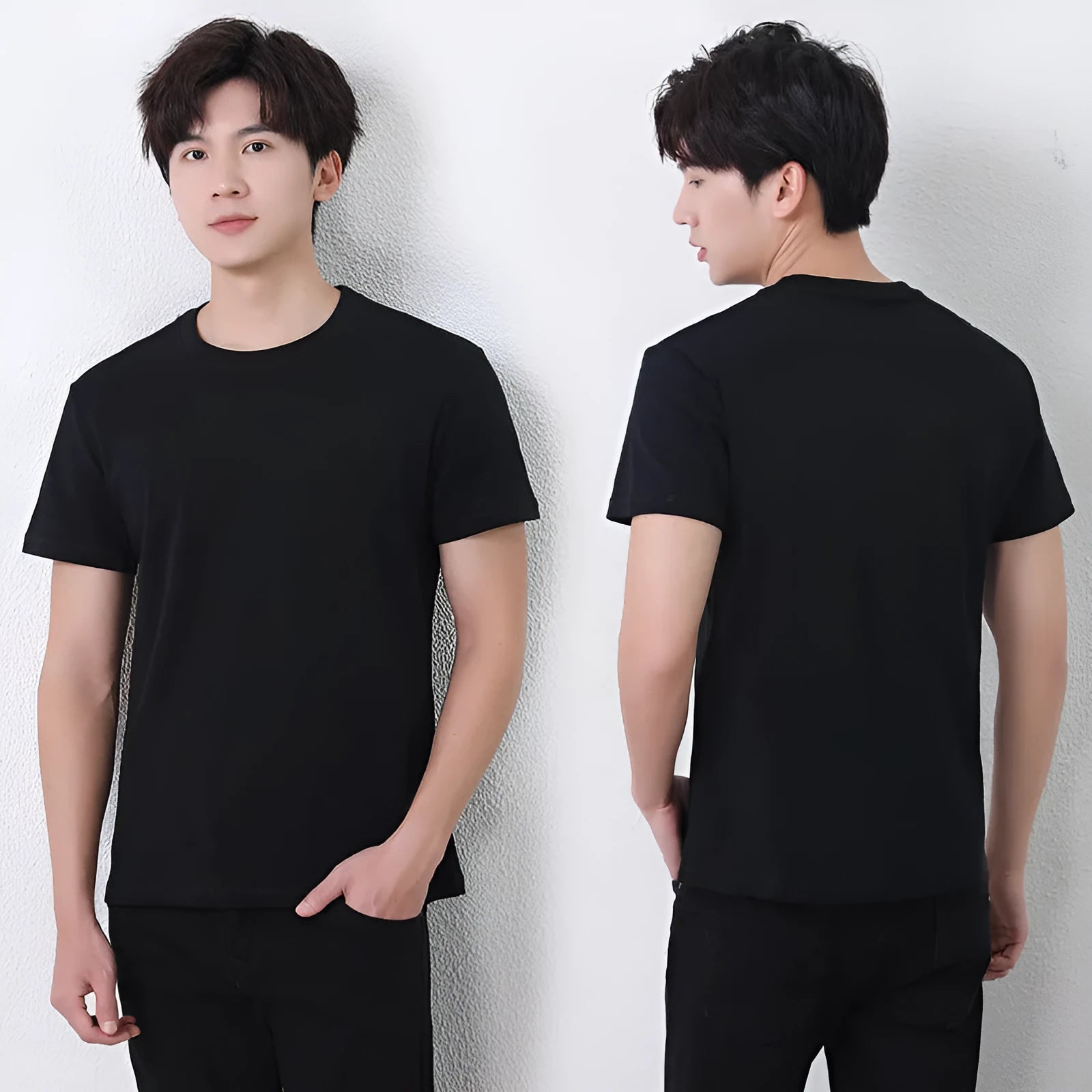Men's plain long-staple cotton short sleeve T-shirt in white with regular fit