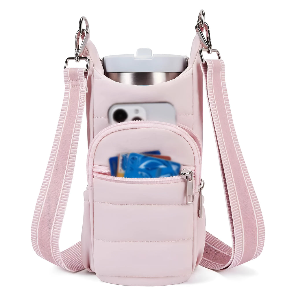 Cycling water bottle bag in beige, black or pink colours with minimalist cloth design for bicycle mounting