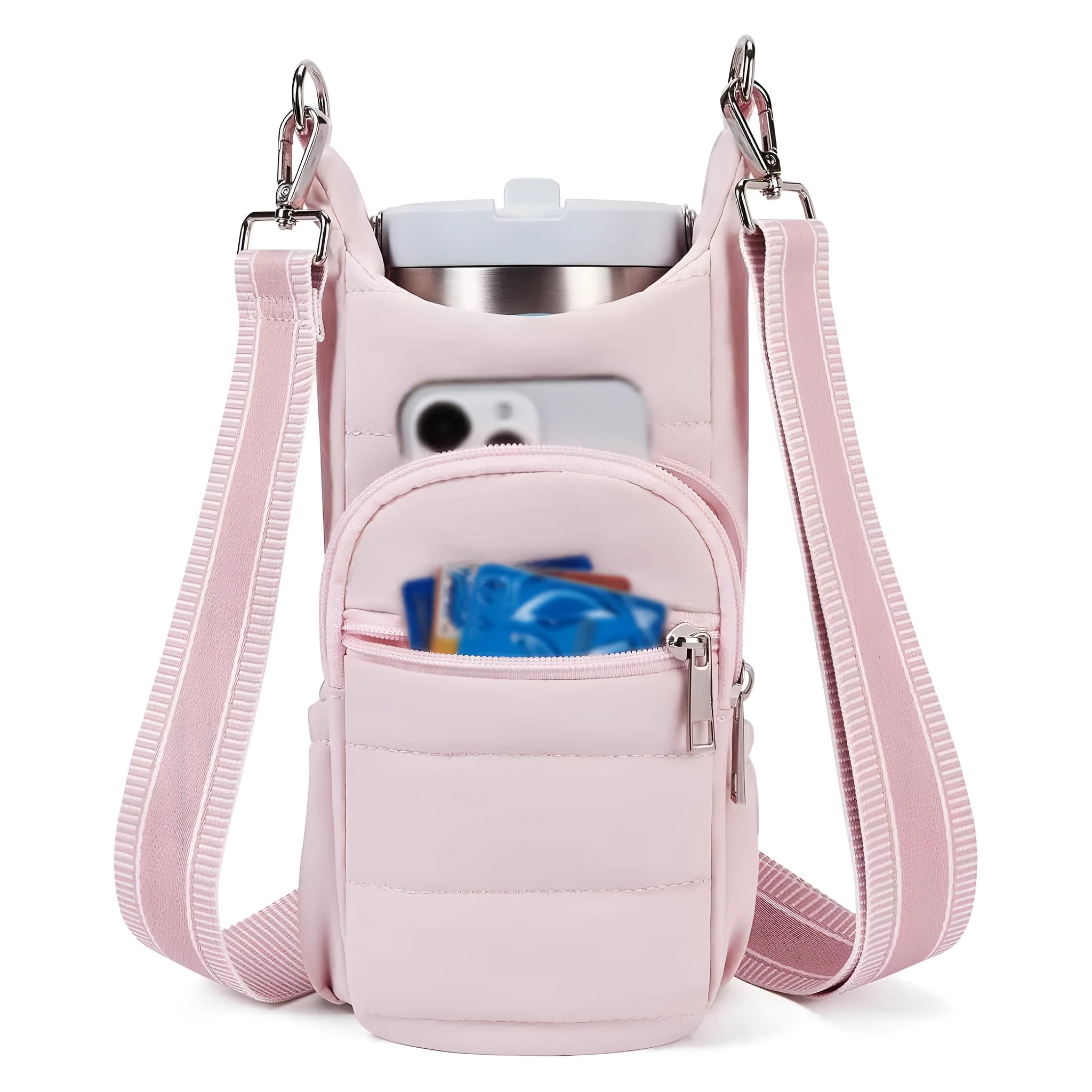 Cycling water bottle bag in beige, black or pink colours with minimalist cloth design for bicycle mounting