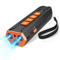 Three-headed ultrasonic dog trainer in grey and orange colour scheme.