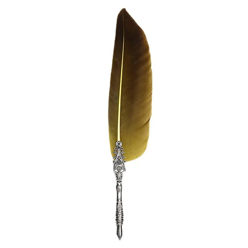 Retro feather dipped pen with zinc alloy shell available in ten colours including black, blue, green and red