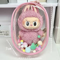 17cm PVC cube storage bag for dolls in transparent or coloured options with keychain
