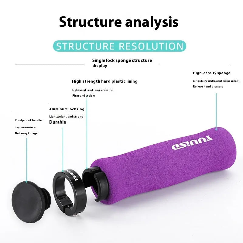 Sponge mountain bike handlebar cover set weighing 41g in black, purple and biange colour options