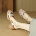 Women's open toe platform sandals in Apricot colour with round toe design