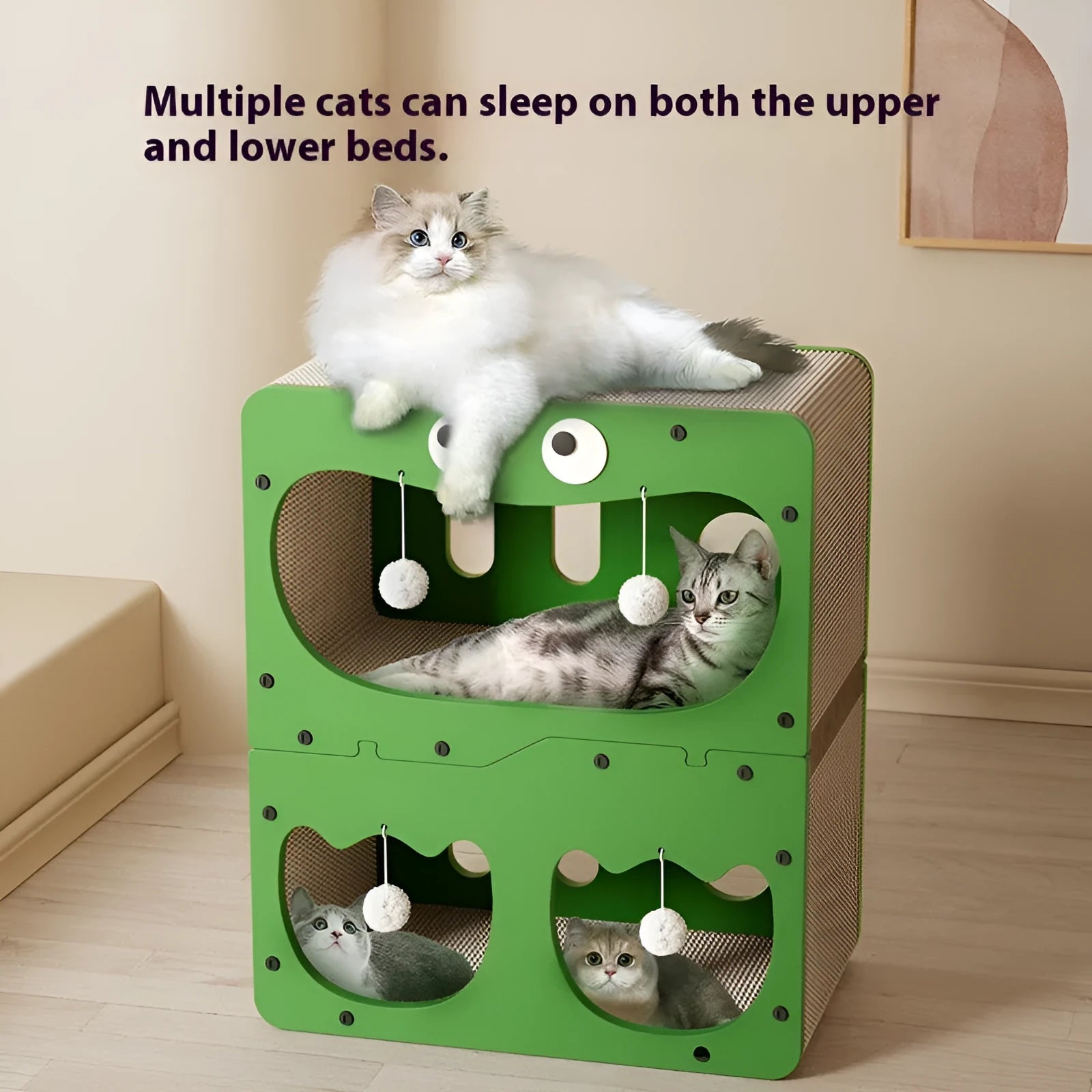 Double layer cat scratching board and nest in cat head style with wear-resistant non-chip surface