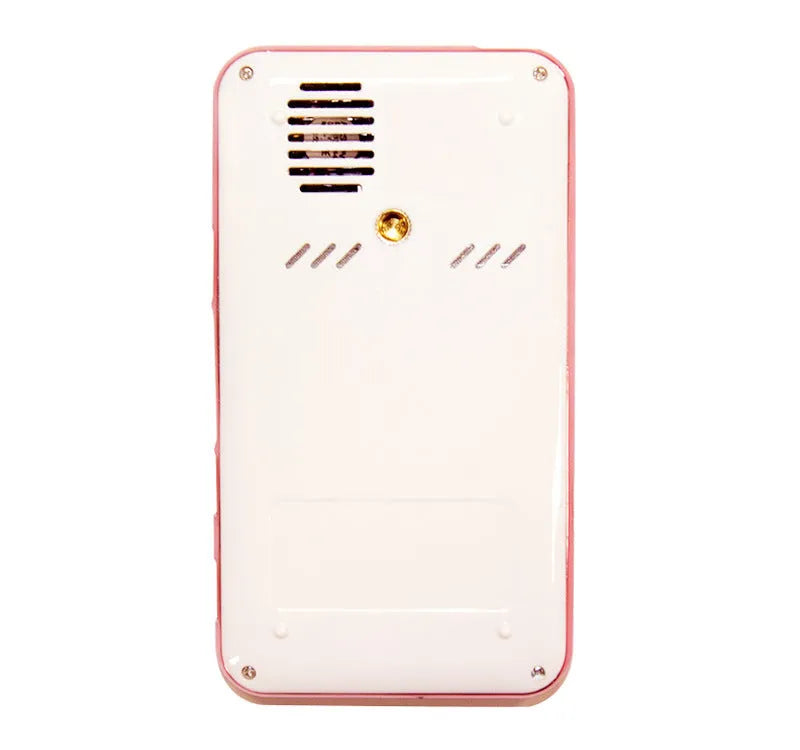 White and rose gold miniature DLP Android projector measuring 145mm wide with compact aluminium casing