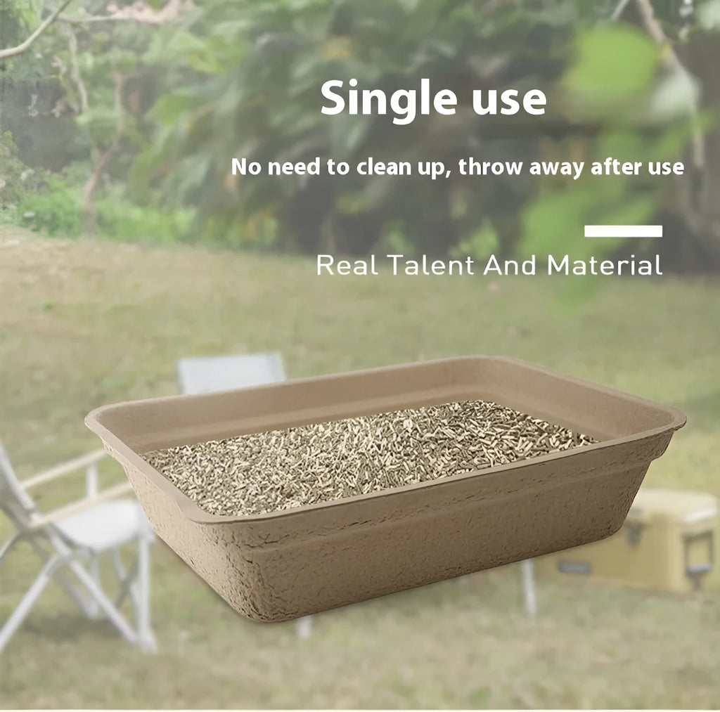 Brown disposable cat litter box with environmentally friendly degradable materials