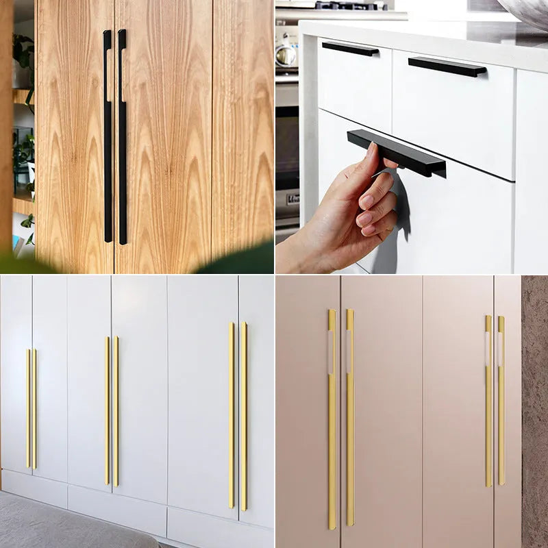 Gold coloured modern T shape aluminium alloy cabinet handle for drawers and doors