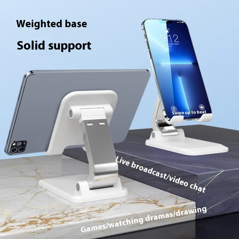 Foldable multifunctional desktop phone holder in black aluminium alloy and silica gel for hands-free viewing