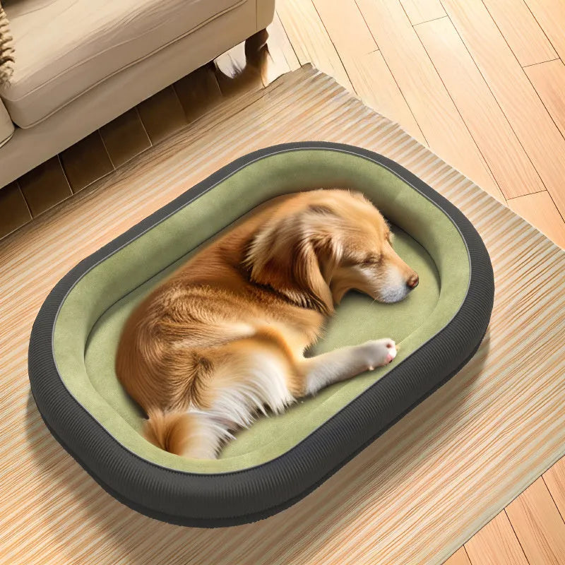 Corduroy and fleece disassemblable dog kennel bed in Gray for medium to large dogs