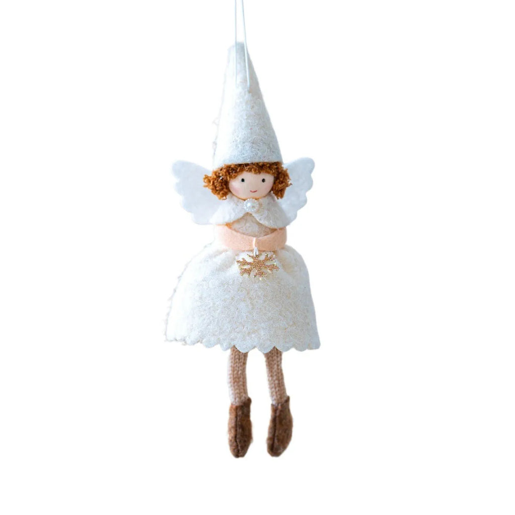 White or pink Christmas angel skirt felt pendant ornament for tree decorations